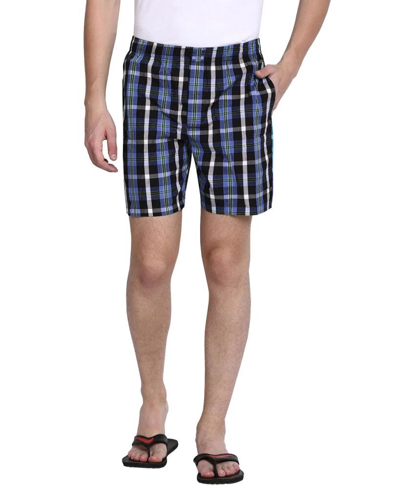     			Reoutlook Blue Cotton Blend Men's Shorts ( Pack of 2 )