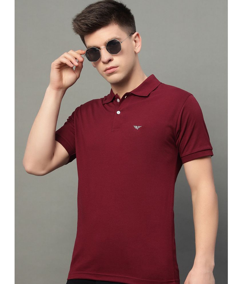     			Riss Pack of 1 Cotton Blend Regular Fit Solid Half Sleeves Men's Polo T Shirt ( Maroon )