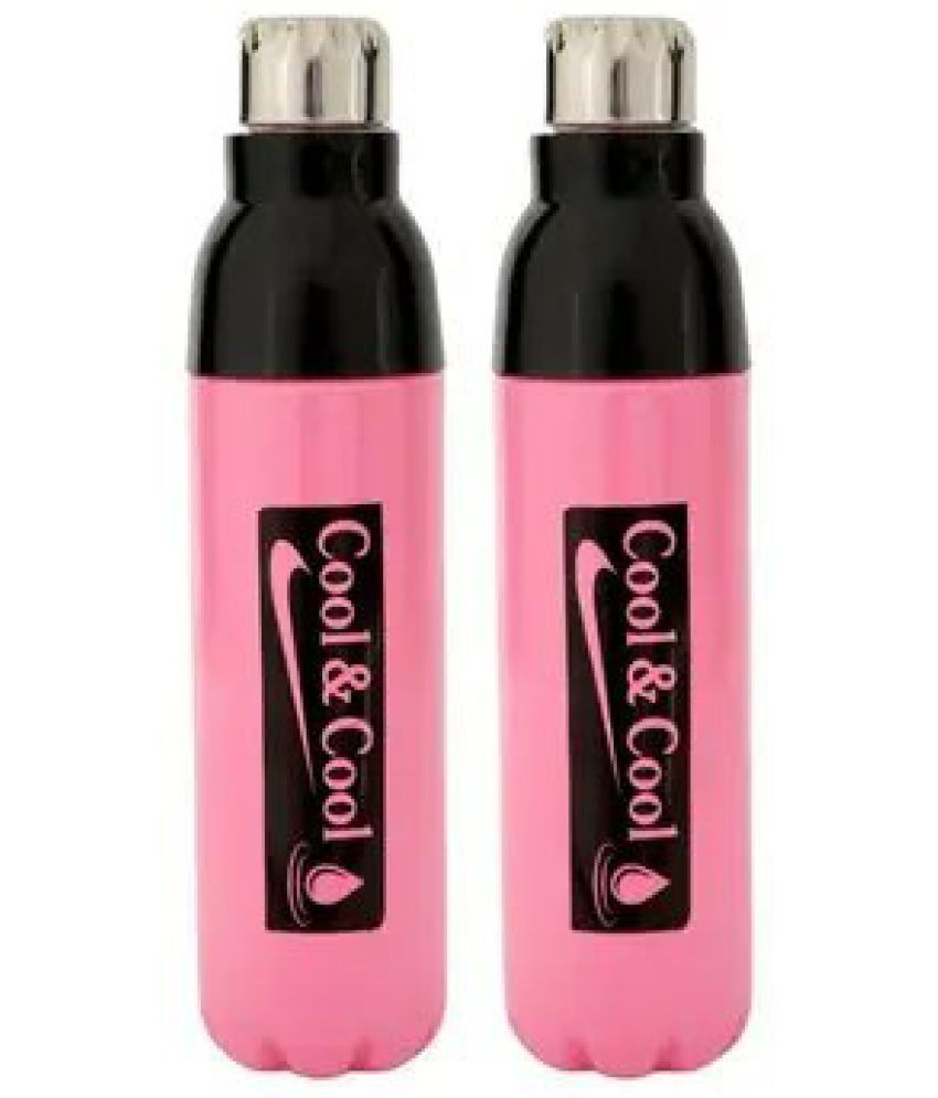     			Swaraa Kitchenware Pink Plastic Water Bottle 1000 mL ( set of 2 )