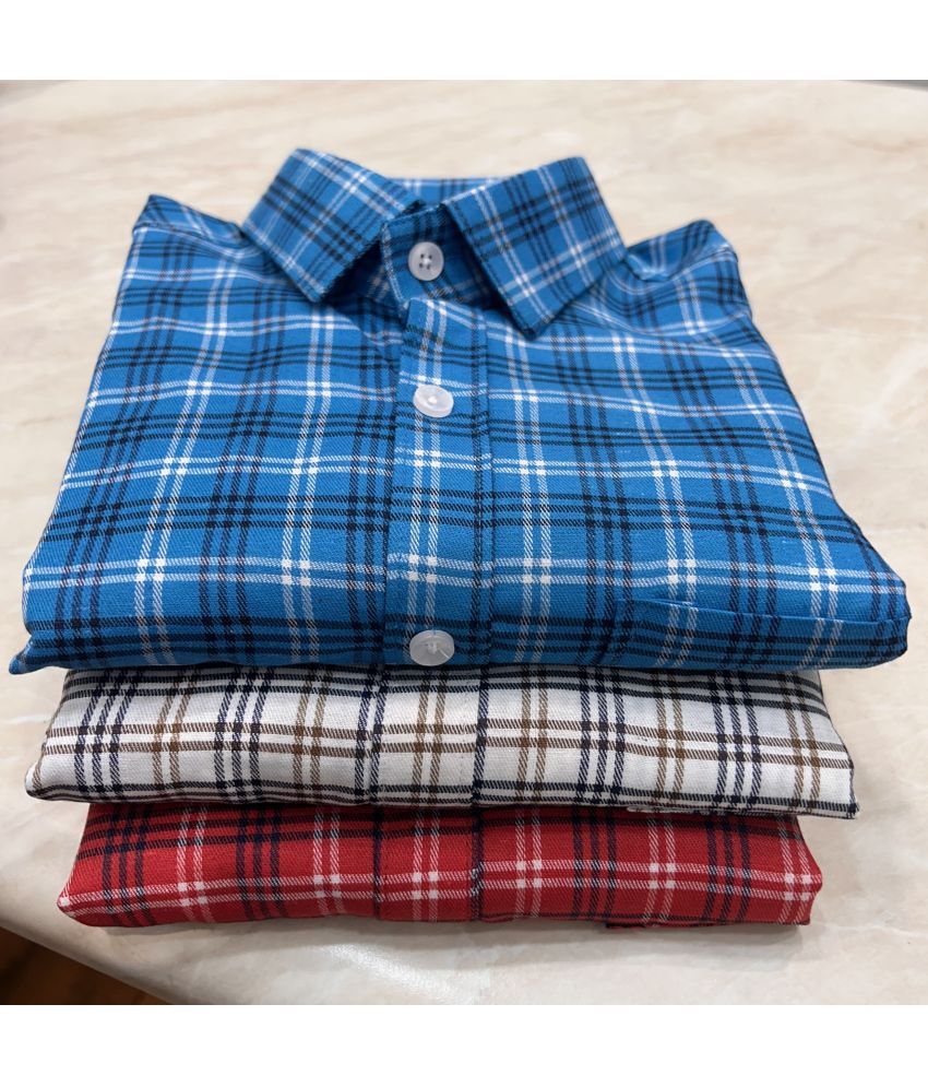     			TOROLY Cotton Blend Slim Fit Checks Full Sleeves Men's Casual Shirt - Multicolor ( Pack of 3 )