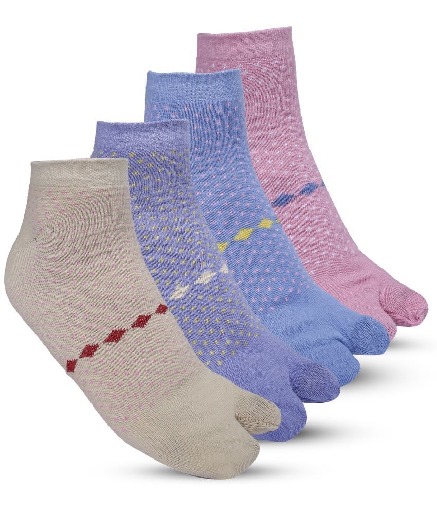     			Texfro Pack of 4 Women's Cotton Ankle Length Socks ( Multicolor )