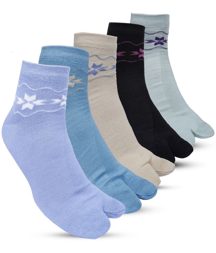     			Texfro Pack of 5 Women's Cotton Ankle Length Socks ( Multicolor )