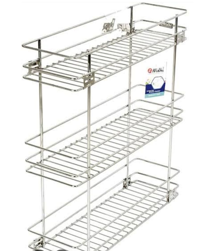     			ADISON Silver Stainless Steel Kitchen Trolleys ( Pack of 1 )