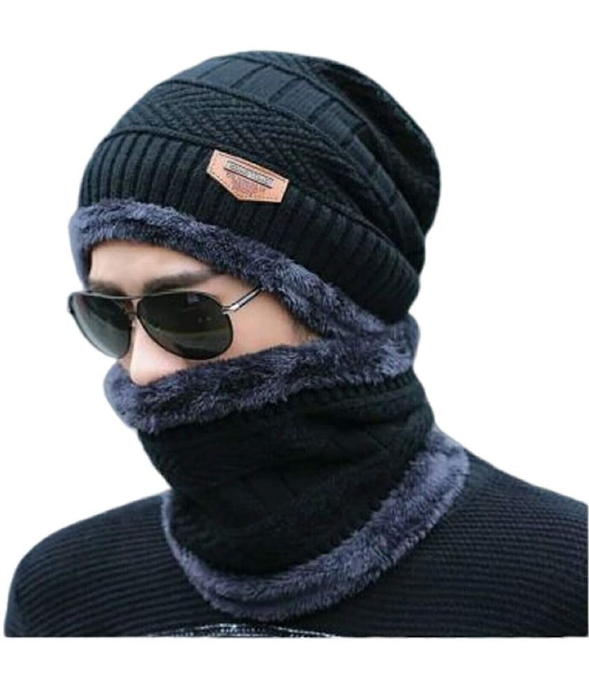     			AKSMIT Black Woollen Women's Cap ( Pack of 1 )