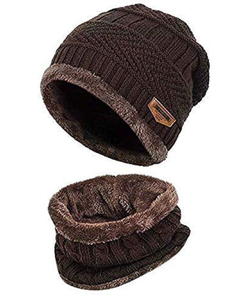     			AKSMIT Brown Woollen Women's Cap ( Pack of 2 )