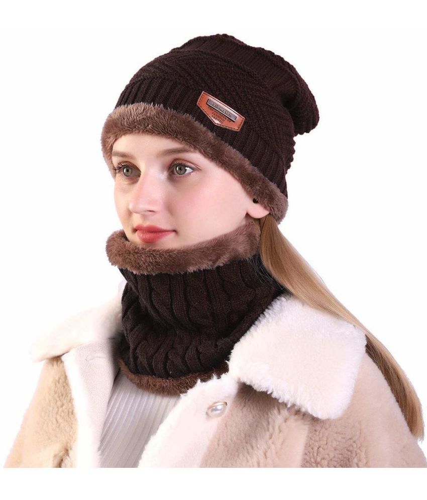     			AKSMIT Brown Woollen Women's Cap ( Pack of 1 )