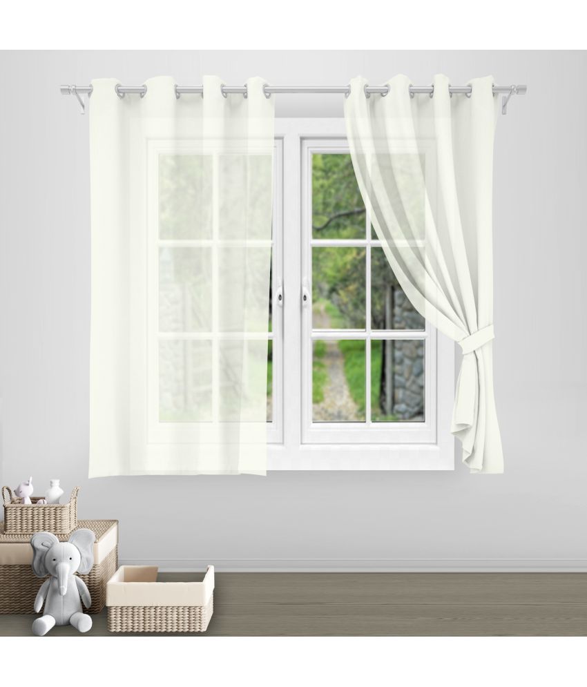     			DIVINE CASA Solid Sheer Eyelet Curtain 5 ft ( Pack of 1 ) - White