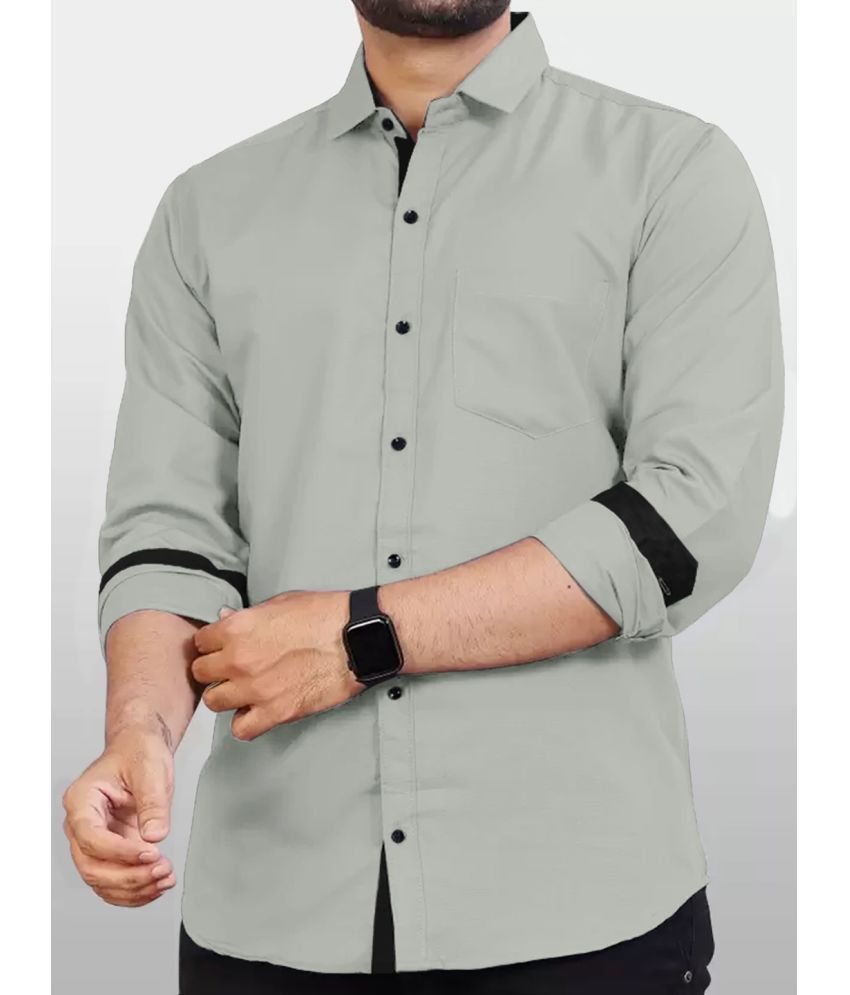     			Eyebogler Cotton Blend Regular Fit Solids Full Sleeves Men's Casual Shirt - Green ( Pack of 1 )