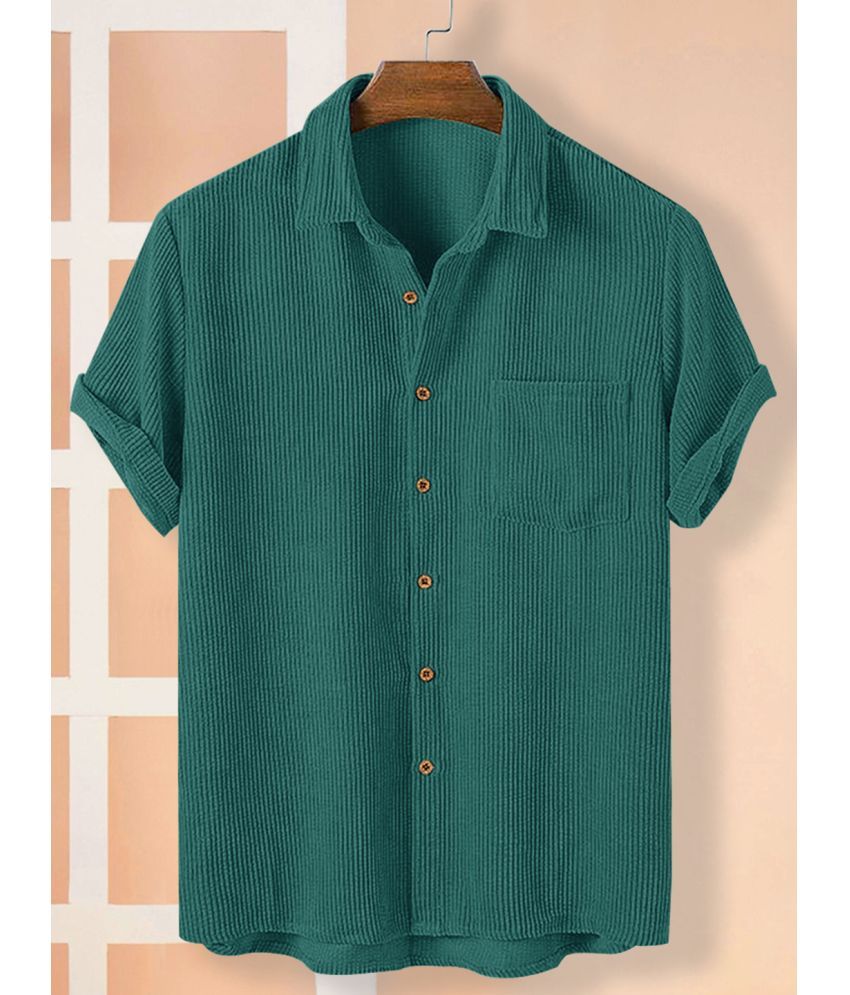     			Eyebogler Cotton Blend Regular Fit Solids Half Sleeves Men's Casual Shirt - Green ( Pack of 1 )