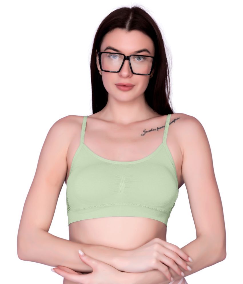     			Flenzy Pack of 1 Nylon Lightly Padded Bralette Bra For Women ( Green )