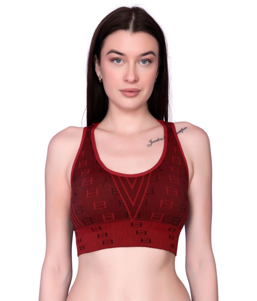     			Flenzy Pack of 1 Nylon Lightly Padded Racerback bra For Women ( Red )