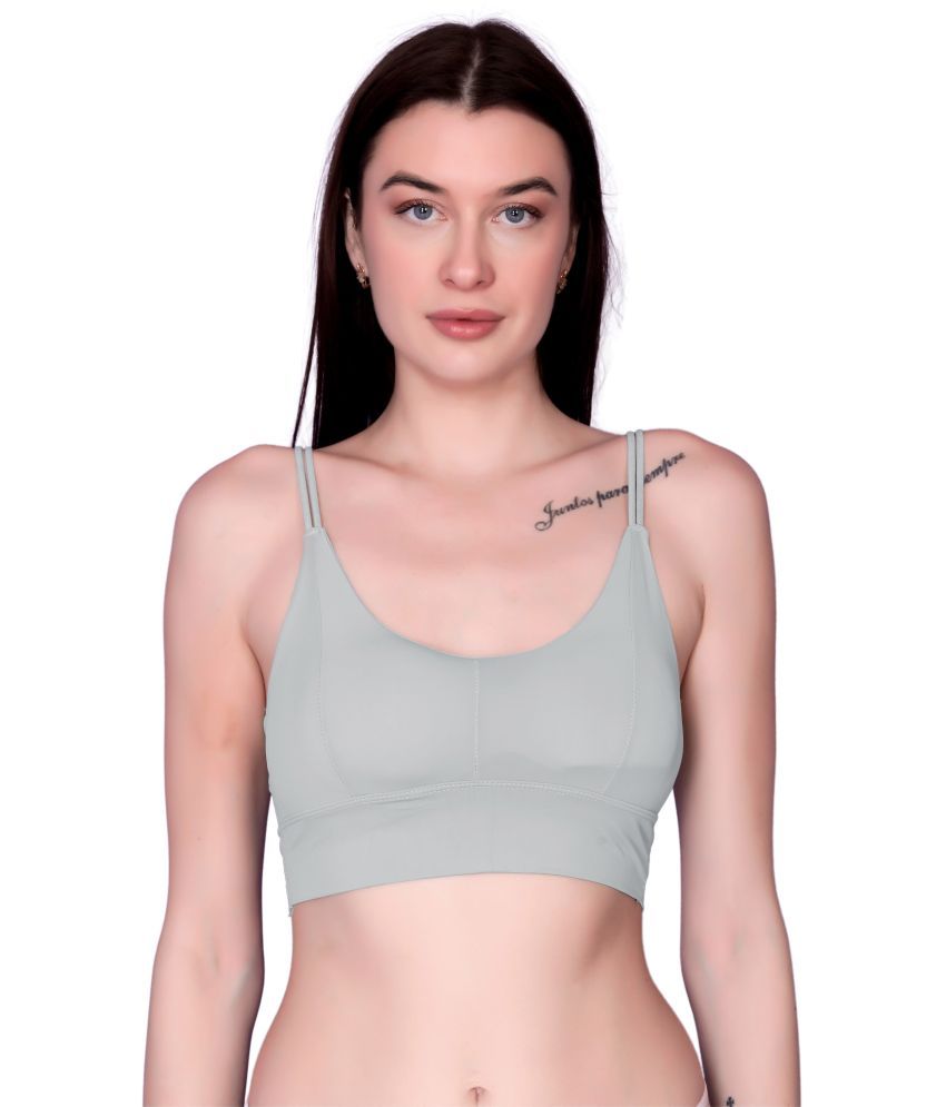     			Flenzy Pack of 1 Nylon Lightly Padded Bralette Bra For Women ( Light Grey )