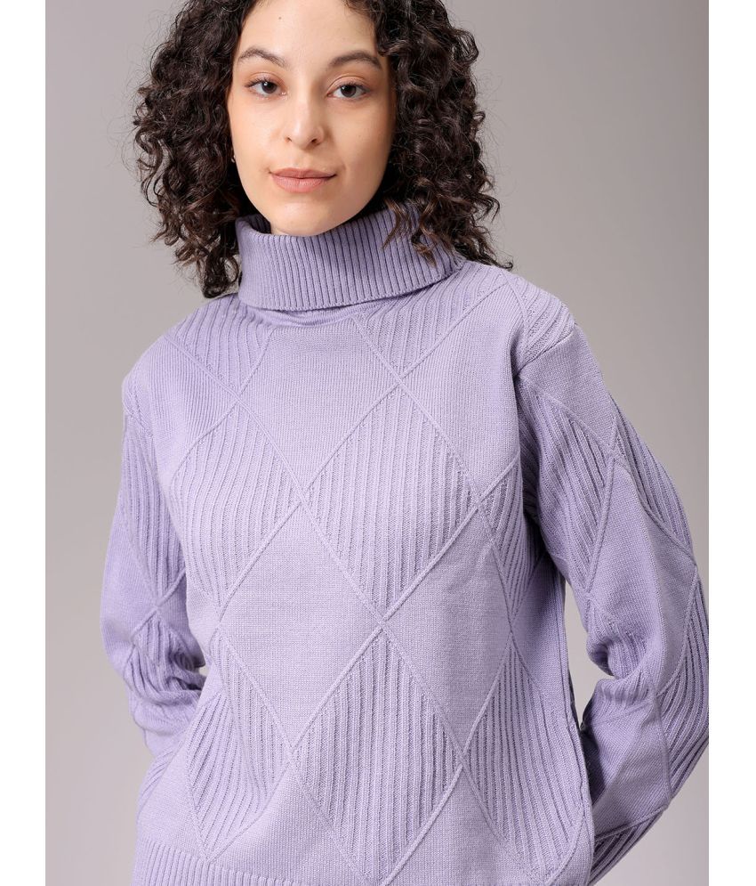     			Freehand Acrylic High Neck Women's Pullovers - Purple ( Single )