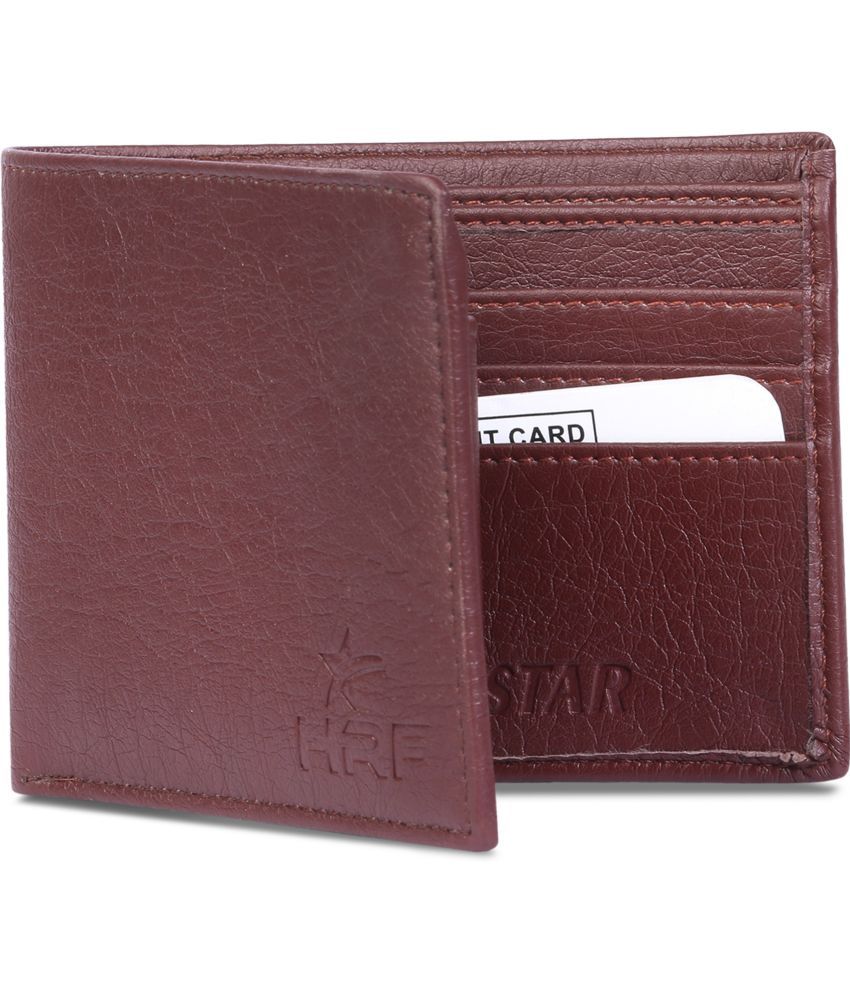     			HRFSTAR PU Solid Men's Regular Wallet With 10 Slots For Card ( Brown , Pack of 1 )