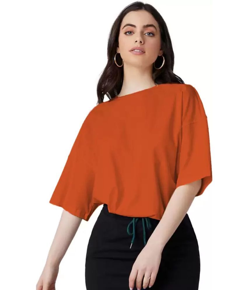     			Leotude Pack of 1 Cotton Blend Women's T-Shirt ( Orange )