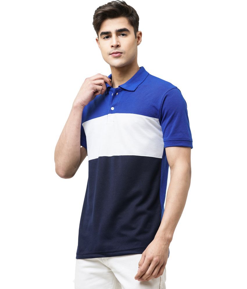     			Leotude Pack of 1 Cotton Blend Regular Fit Colorblock Half Sleeves Men's Polo T Shirt ( Blue )