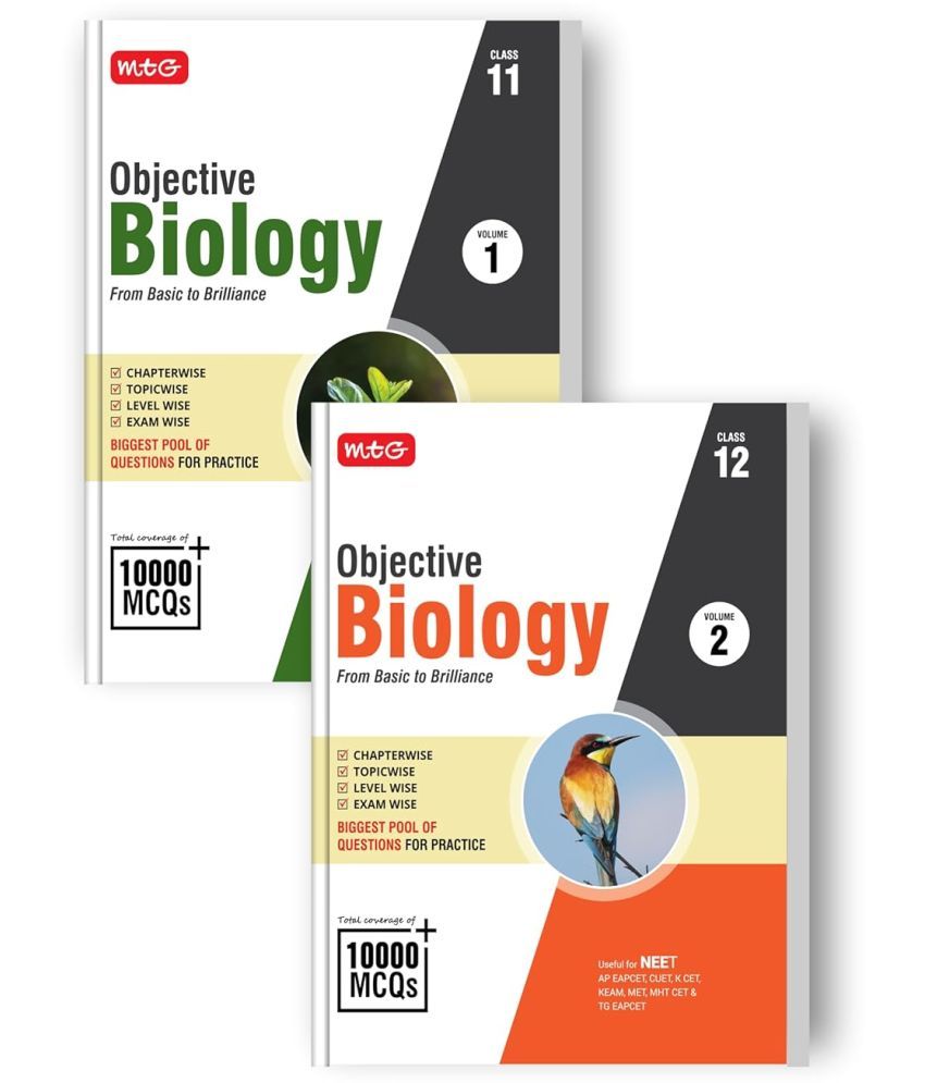     			MTG Objective Biology Series Vol-1 & 2 (Class 11 & 12) For NEET & State-Level Medical Entrances | Biggest Pool of 10000+ MCQs Chapter-wise Topic-wise Level-wise Exam-wise For Practice (2025-26)