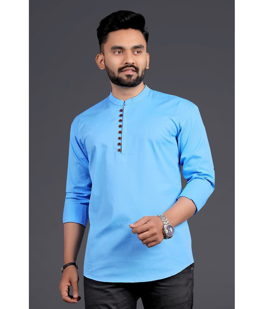     			Nofilter Light Blue Cotton Blend Men's Regular Kurta ( Pack of 1 )