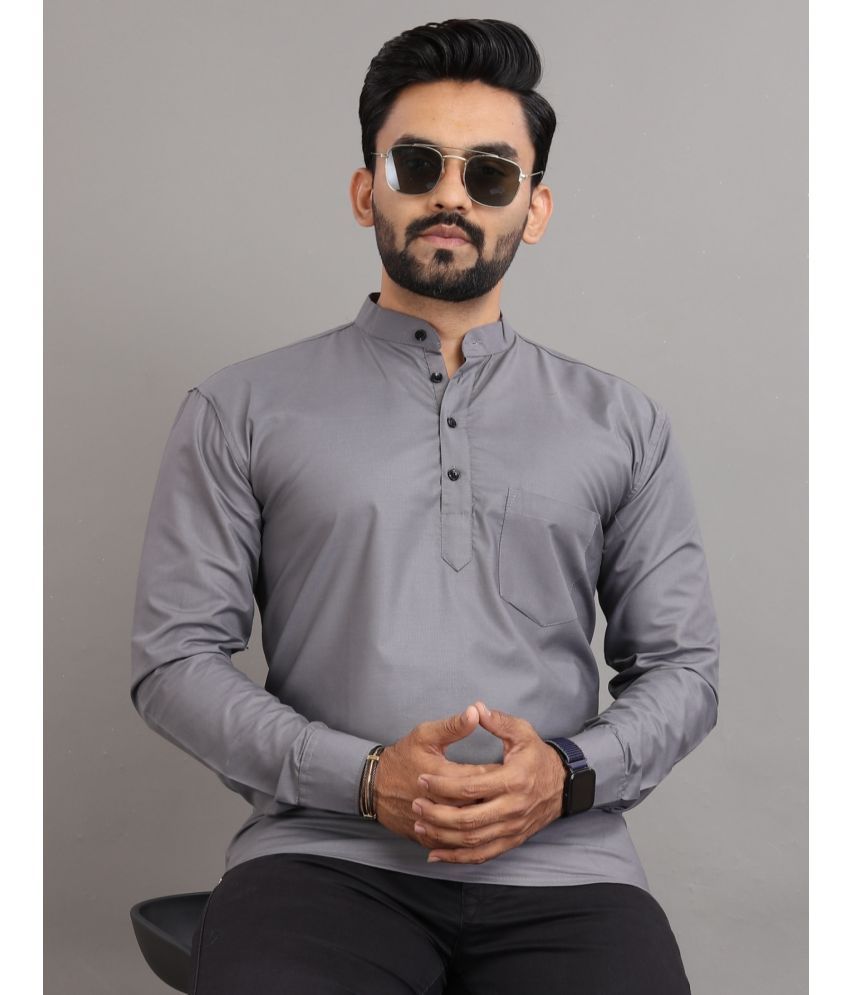     			Nofilter Light Grey Cotton Blend Men's Regular Kurta ( Pack of 1 )