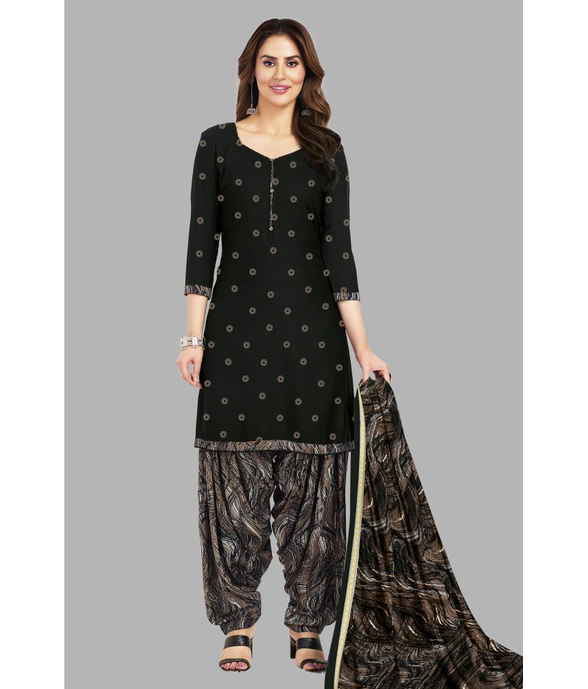     			SIMMU Unstitched Cotton Printed Dress Material - Black ( Pack of 1 )