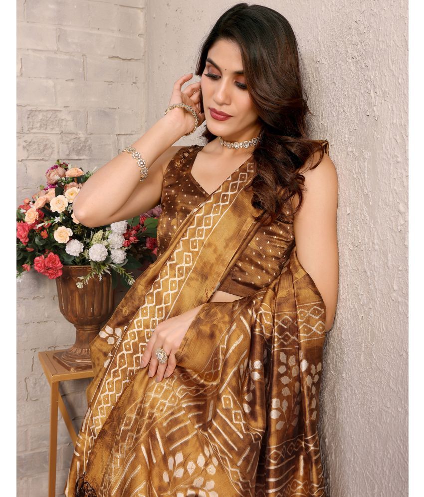     			Yashika Pack of 1 Art Silk Printed Saree With Blouse Piece ( Yellow )