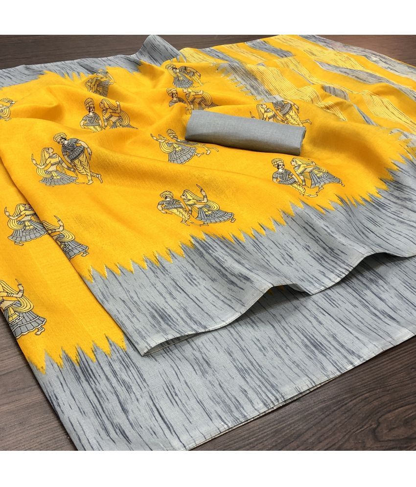     			Yashika Pack of 1 Art Silk Printed Saree With Blouse Piece ( Yellow )