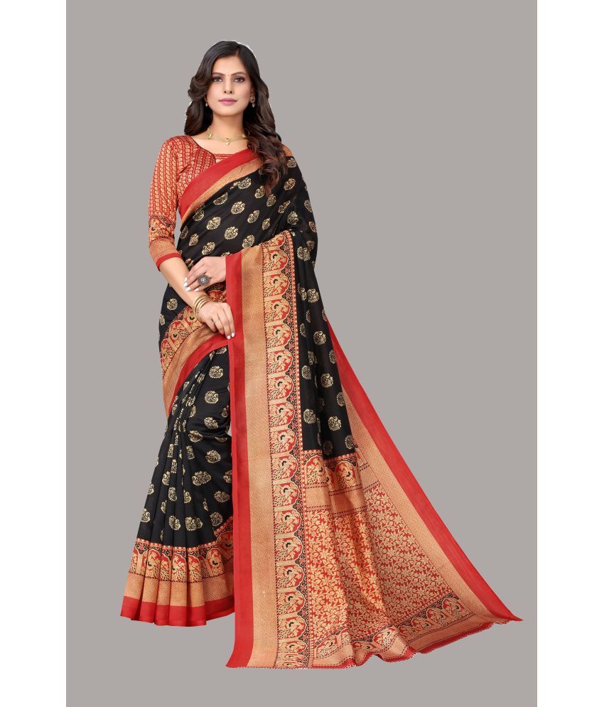     			Yashika Pack of 1 Art Silk Printed Saree With Blouse Piece ( Black )