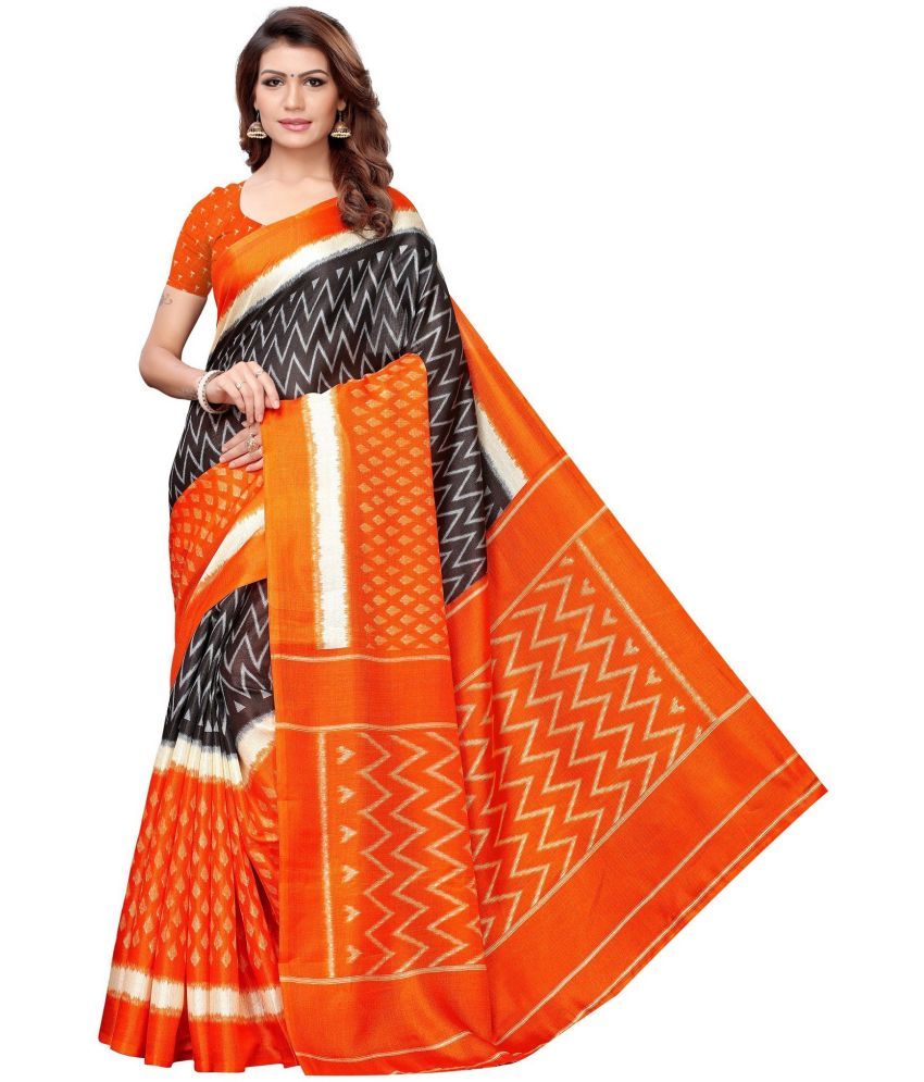     			Yashika Pack of 1 Art Silk Printed Saree With Blouse Piece ( Orange )