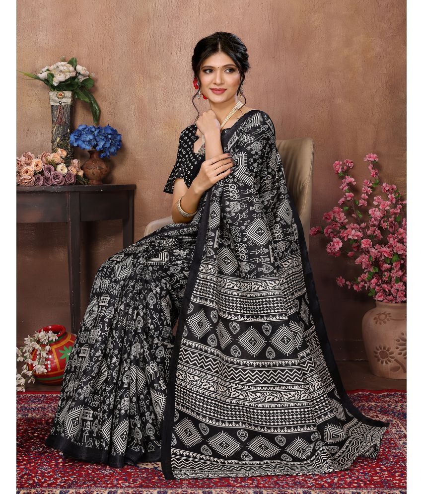     			Yashika Pack of 1 Art Silk Printed Saree With Blouse Piece ( Black )