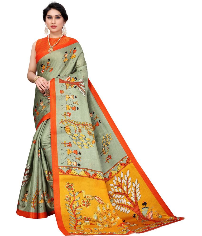     			Yashika Pack of 1 Art Silk Printed Saree With Blouse Piece ( Green )