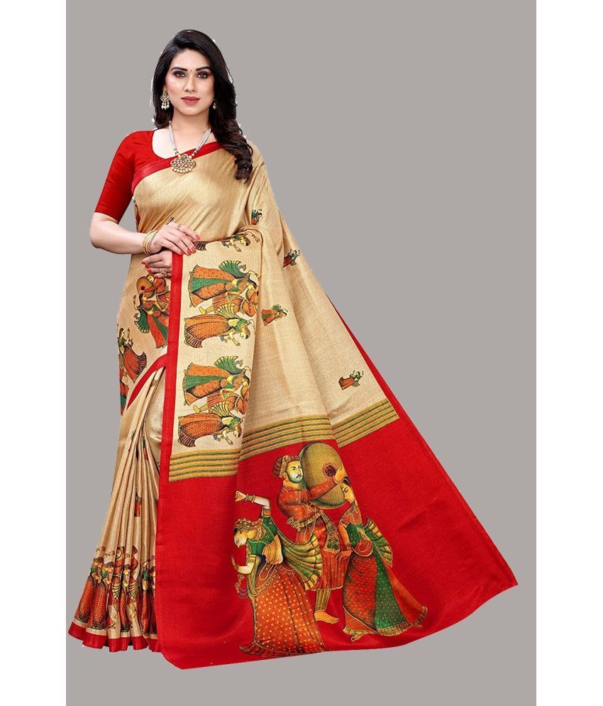     			Yashika Pack of 1 Art Silk Printed Saree With Blouse Piece ( Brown )