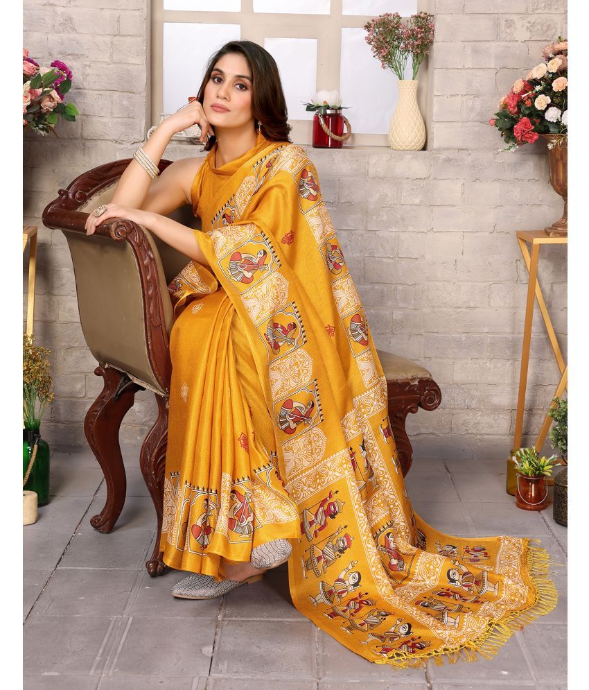     			Yashika Pack of 1 Art Silk Printed Saree With Blouse Piece ( Yellow )