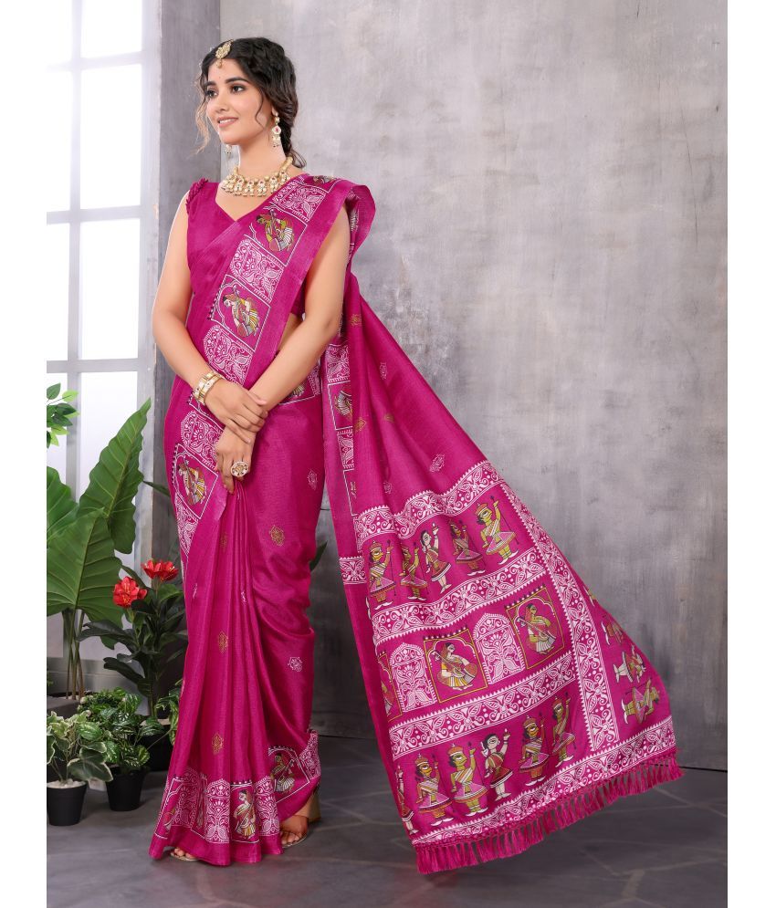     			Yashika Pack of 1 Art Silk Printed Saree With Blouse Piece ( Pink )