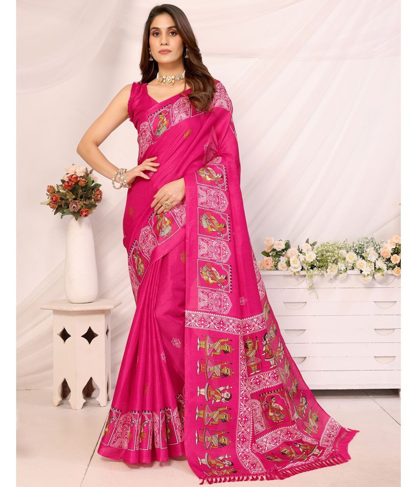     			Yashika Pack of 1 Art Silk Printed Saree With Blouse Piece ( Pink )