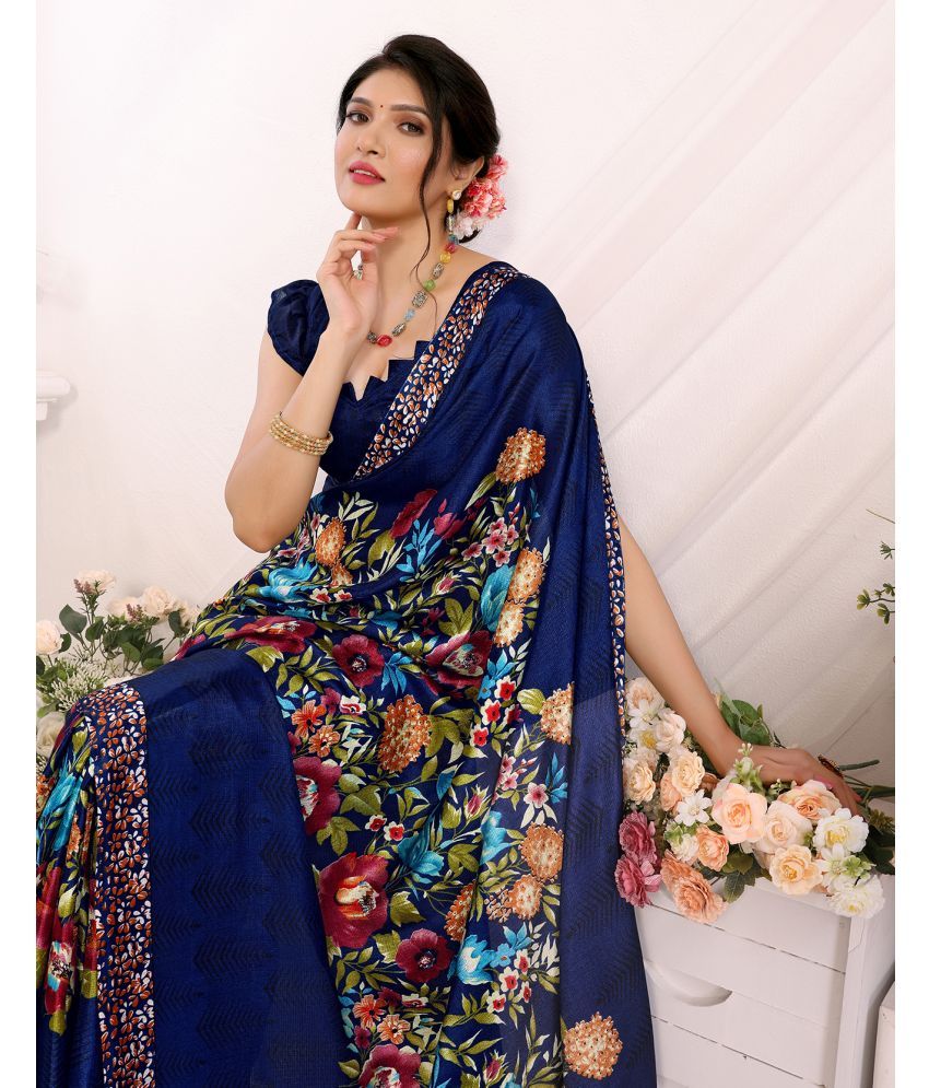     			Yashika Pack of 1 Art Silk Printed Saree With Blouse Piece ( Blue )