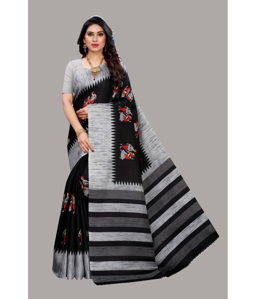     			Yashika Pack of 1 Art Silk Printed Saree With Blouse Piece ( Black )