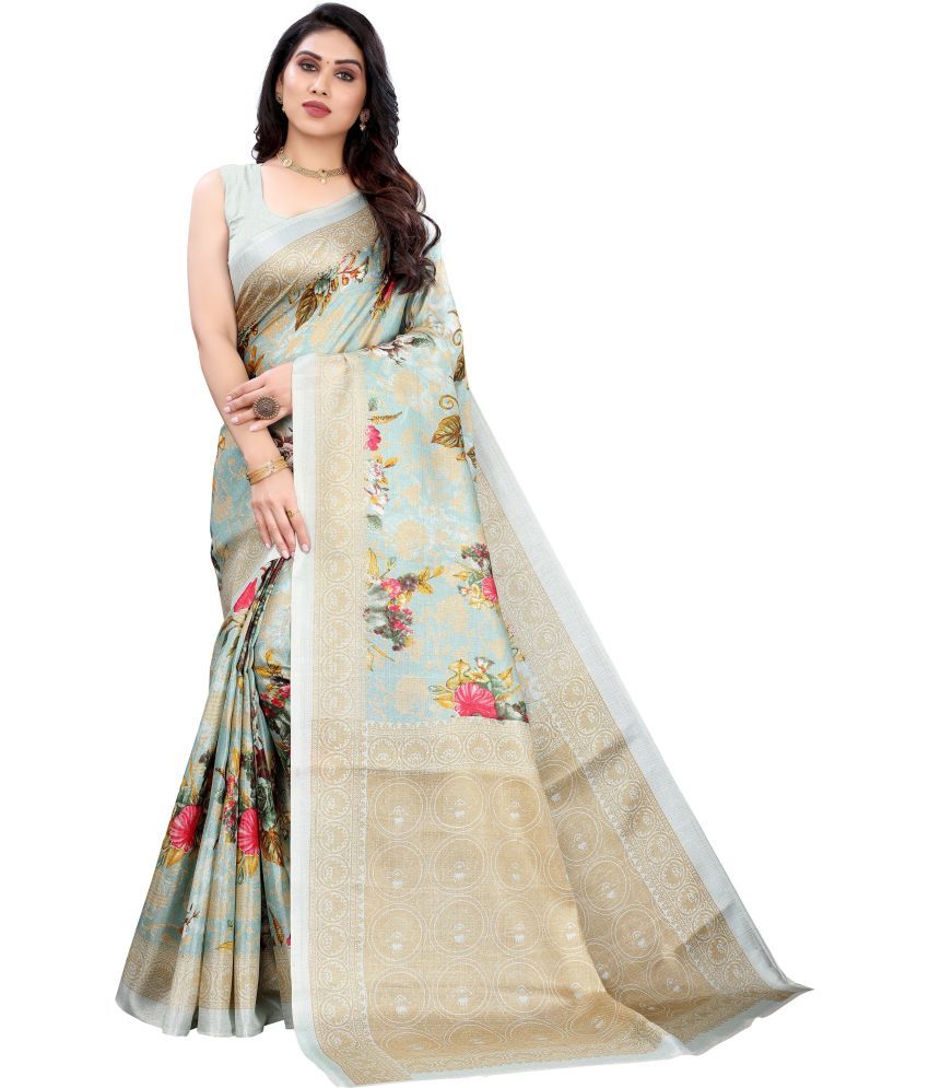     			Yashika Pack of 1 Art Silk Printed Saree With Blouse Piece ( Blue )