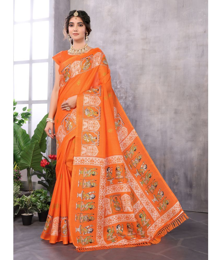     			Yashika Pack of 1 Art Silk Printed Saree With Blouse Piece ( Orange )