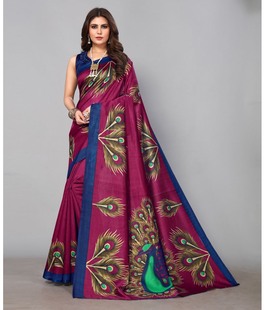     			Yashika Pack of 1 Art Silk Printed Saree With Blouse Piece ( Purple )