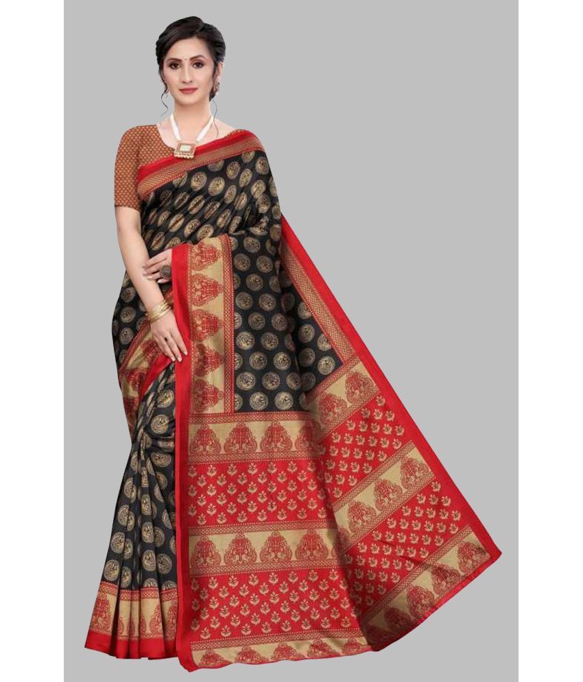     			Yashika Pack of 1 Art Silk Printed Saree With Blouse Piece ( Black )