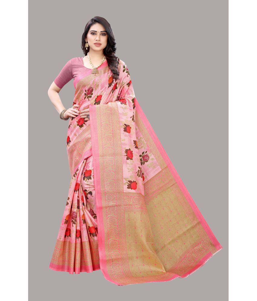     			Yashika Pack of 1 Art Silk Printed Saree With Blouse Piece ( Pink )