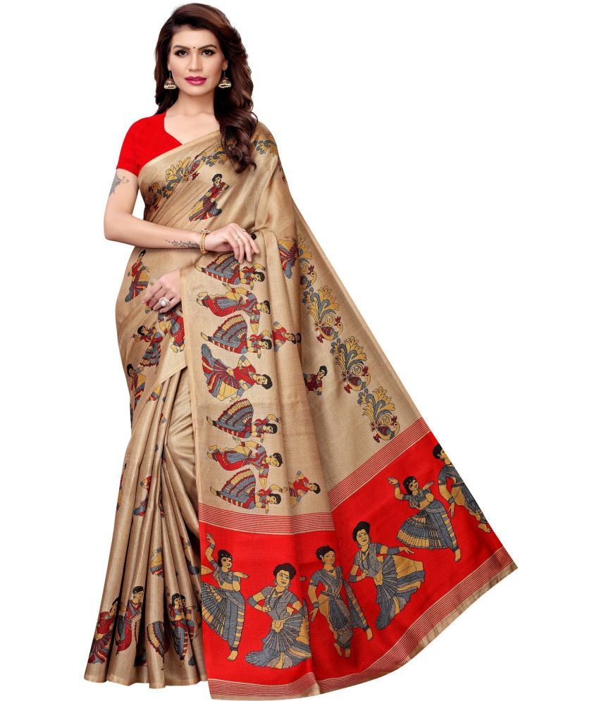     			Yashika Pack of 1 Art Silk Printed Saree With Blouse Piece ( Beige )