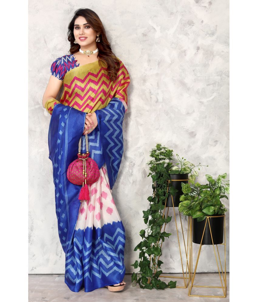     			Yashika Pack of 1 Art Silk Printed Saree With Blouse Piece ( Blue )