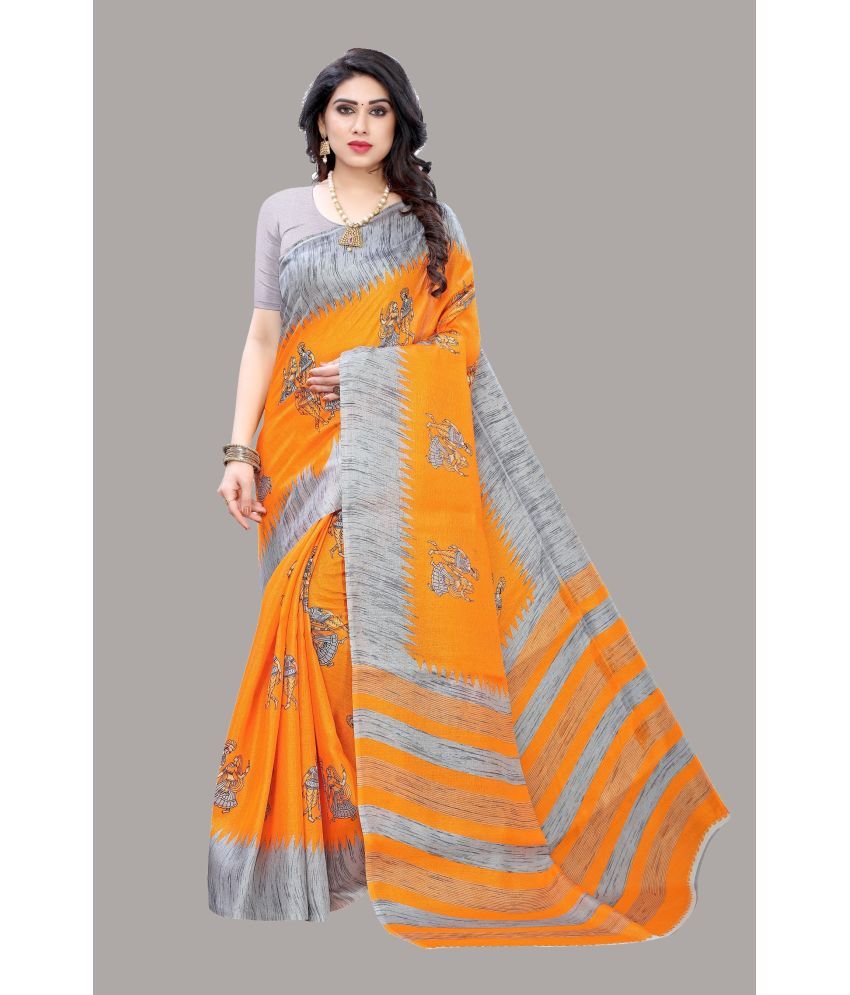     			Yashika Pack of 1 Art Silk Printed Saree With Blouse Piece ( Orange )