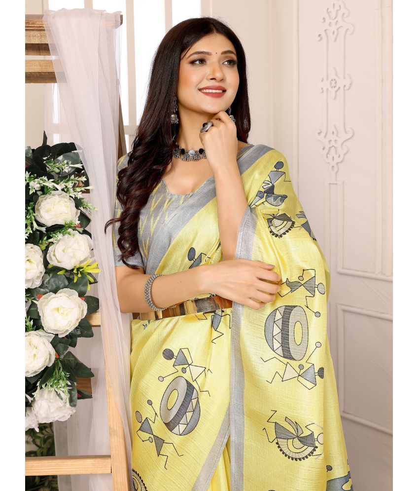     			Yashika Pack of 1 Art Silk Printed Saree With Blouse Piece ( Yellow )