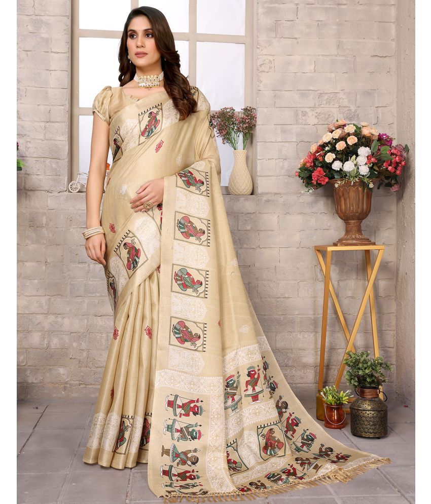     			Yashika Pack of 1 Art Silk Printed Saree With Blouse Piece ( Brown )