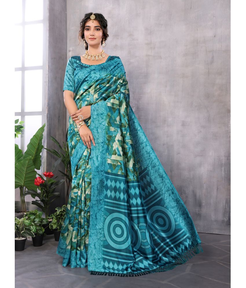     			Yashika Pack of 1 Art Silk Printed Saree With Blouse Piece ( Blue )