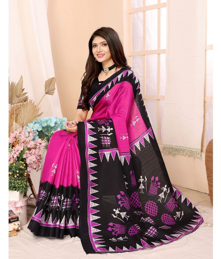     			Yashika Pack of 1 Art Silk Printed Saree With Blouse Piece ( Pink )