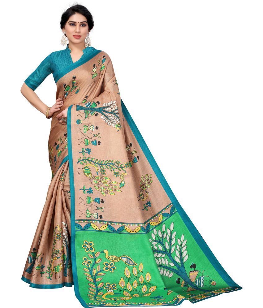     			Yashika Pack of 1 Art Silk Printed Saree With Blouse Piece ( Brown )