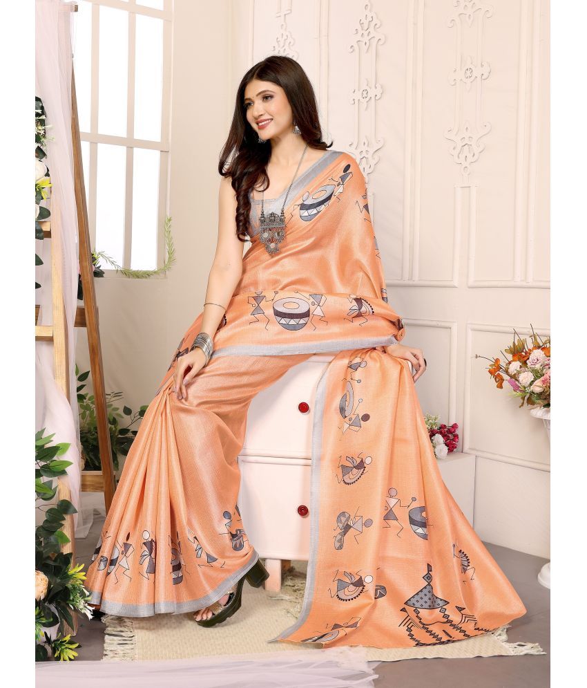     			Yashika Pack of 1 Art Silk Printed Saree With Blouse Piece ( Orange )